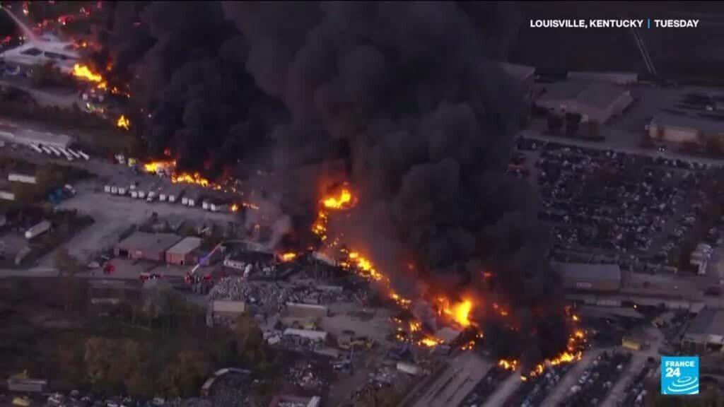 Video thumbnail for UPS plane crashes at Kentucky airport in the United States