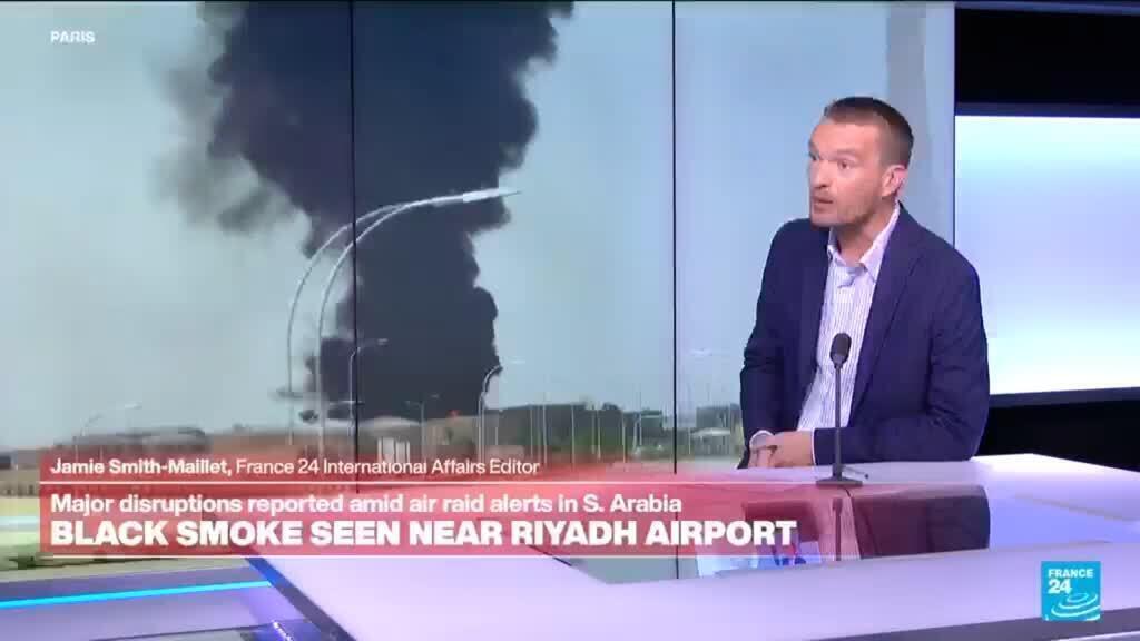 Video thumbnail for Black smoke seen near Riyadh amid air raid alerts in Saudi Arabia
