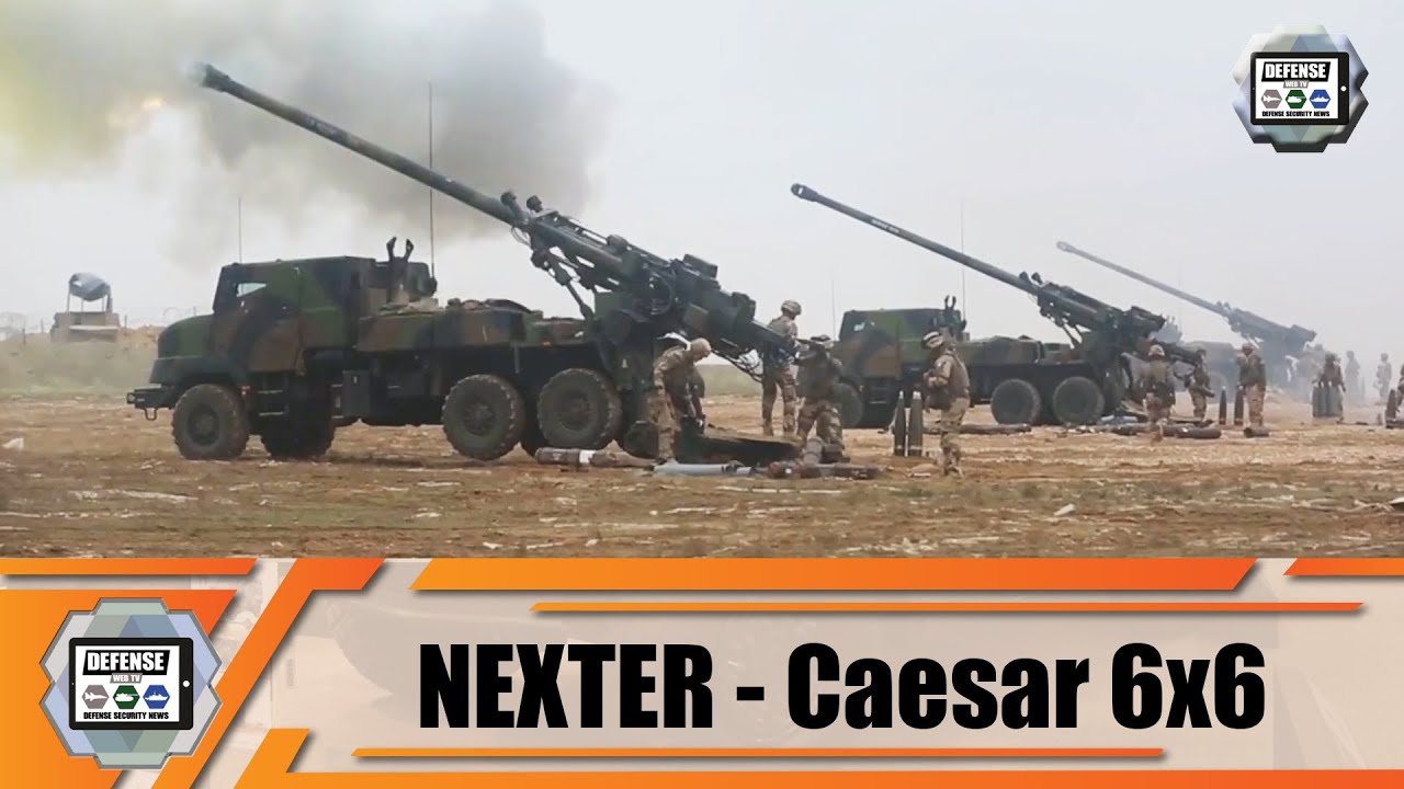 Video thumbnail for 6x6 wheeled self-propelled howitzer 155m CAESAR Nexter Systems truck with artillery systems France