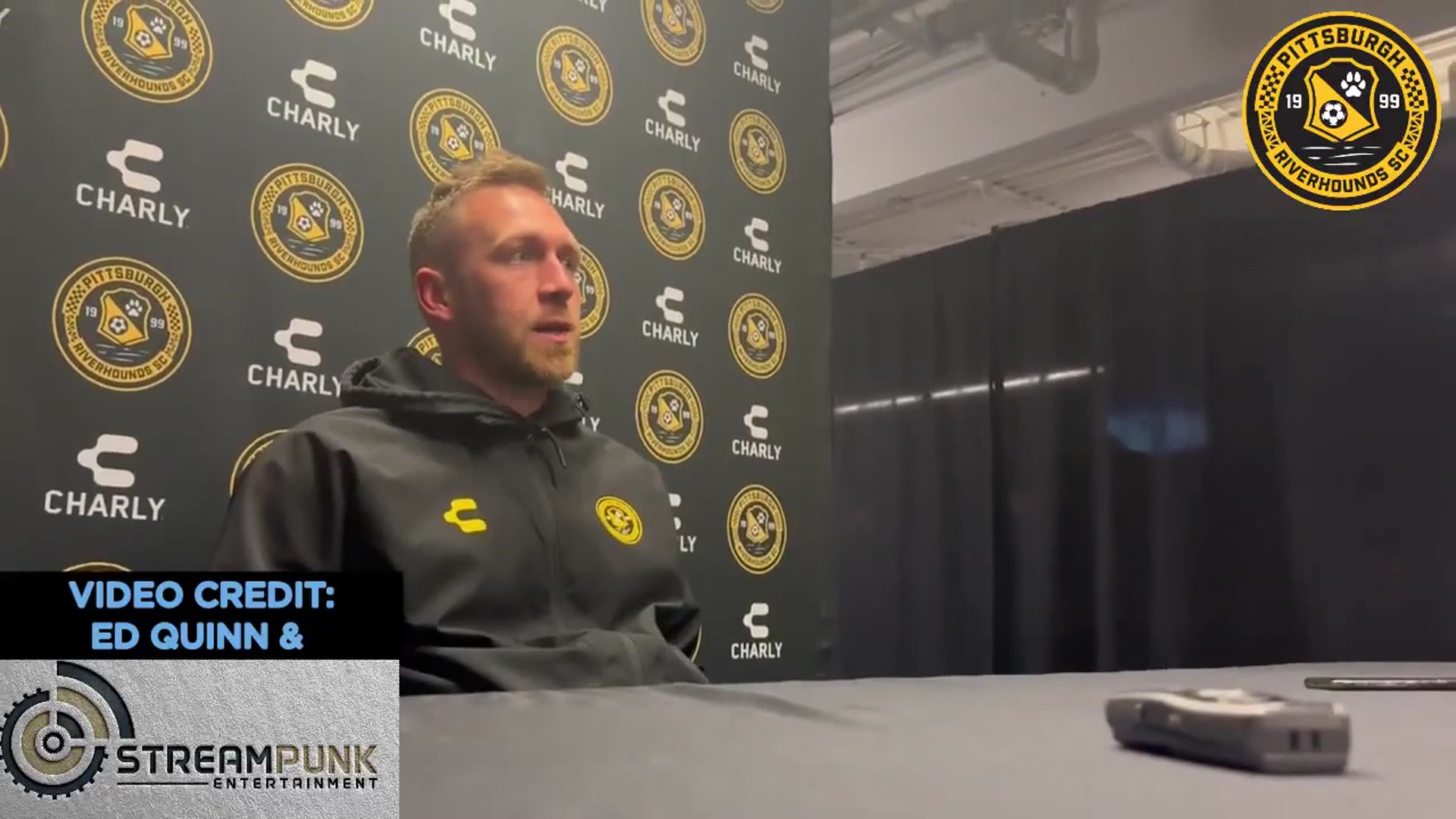'Video thumbnail for stream punk soccer: pittsburgh riverhounds coach rob vincent press conference after playoff penalty kick win vs hartford'