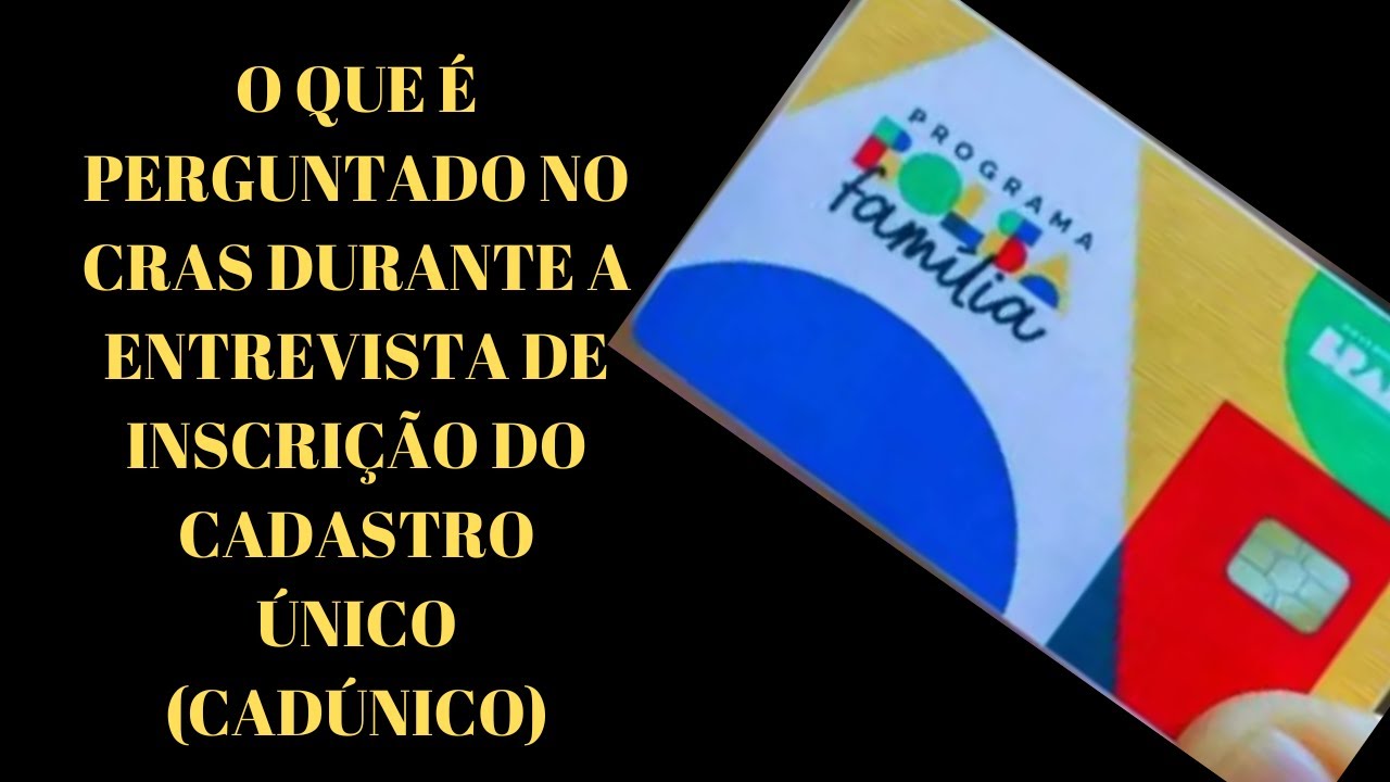 Video thumbnail for O QUE É PERGUNTADO NO CRAS DURANTE A ENTREVISTA DE INSCRIÇÃO DO CADASTRO ÚNICO (CADÚNICO).
