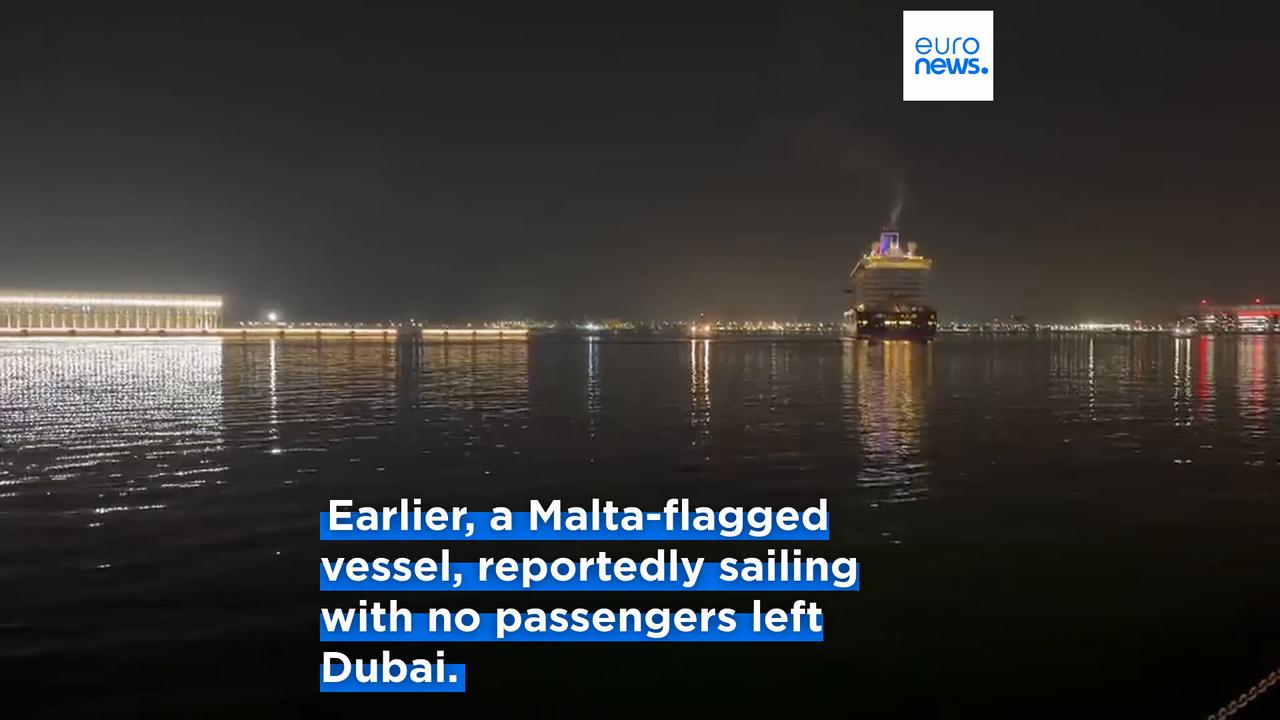 Video thumbnail for First cruise ship transits the Strait of Hormuz since Iran war began