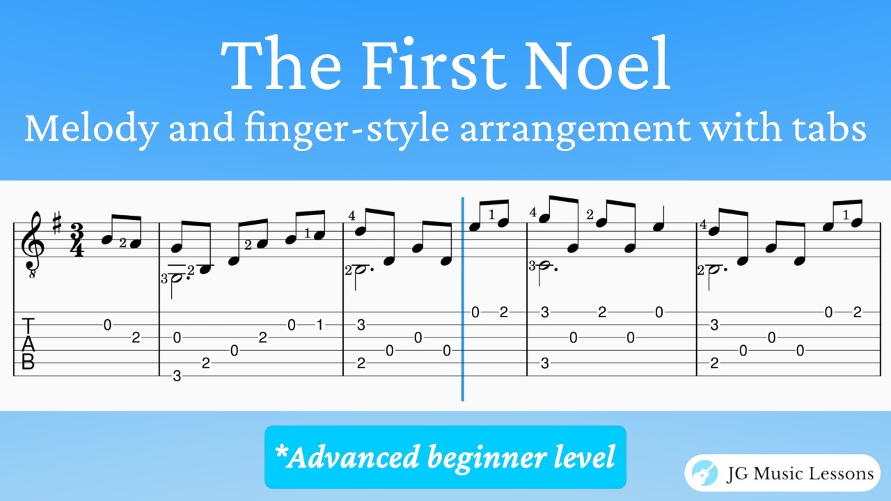 'Video thumbnail for The First Noel  - Melody with tabs and finger style arrangement 🎄🎸'