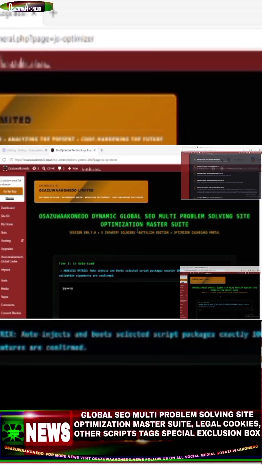 Video thumbnail for Global SEO Multi Problem Solving Site Optimization Master Suite, Legal Cookies, Other Scripts Tags Special Exclusion Box