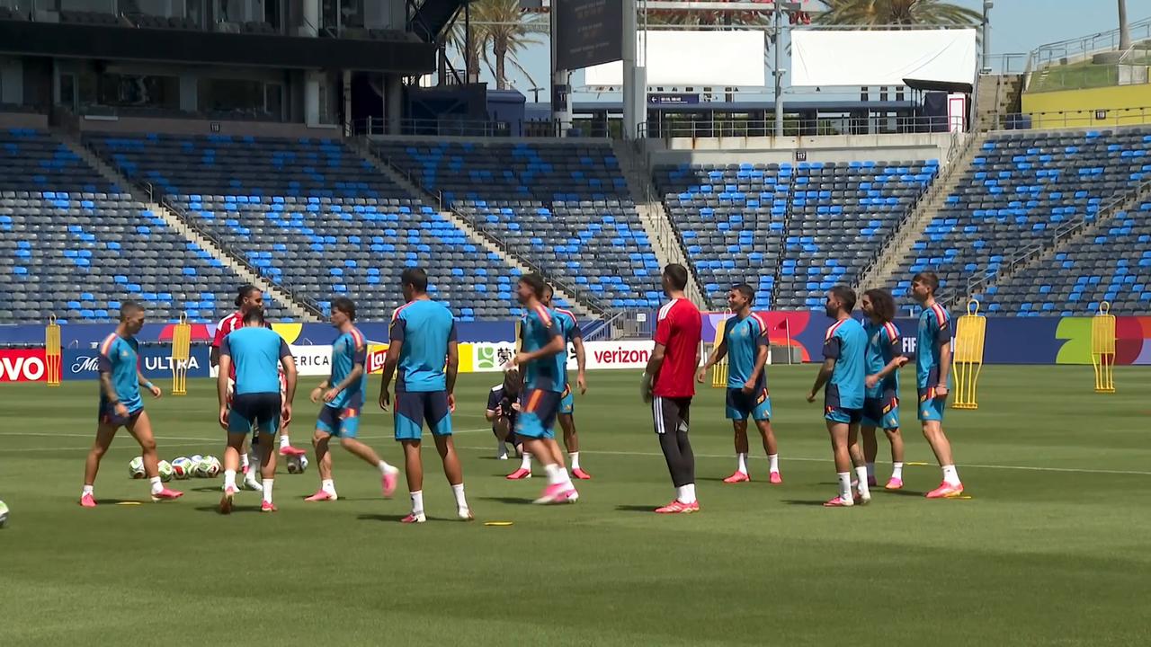 Video thumbnail for US: Spain finalizes preparations for World Cup quarterfinal clash against Belgium.