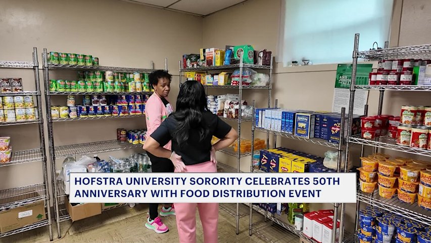 Video thumbnail for Hofstra sorority marks 50th anniversary by distributing food and clothing to families in need