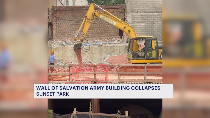 Video thumbnail for Wrecking ball knocks down Sunset Park Salvation Army wall