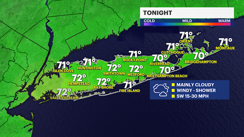 Video thumbnail for Breezy with a few scattered showers on Long Island into Thursday