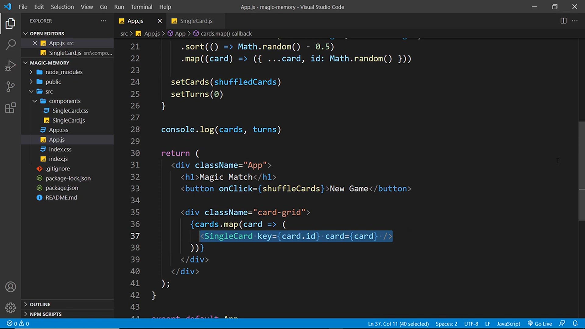 'Video thumbnail for Build a Memory Game with React #5 - Making Card Choices'