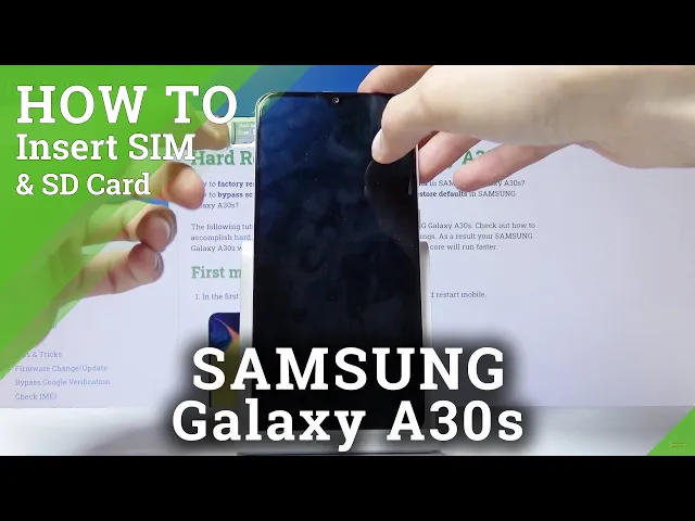 Video thumbnail for How to Insert Nano SIM and Micro SD Card in Samsung Galaxy A30s – SIM & SD Installation