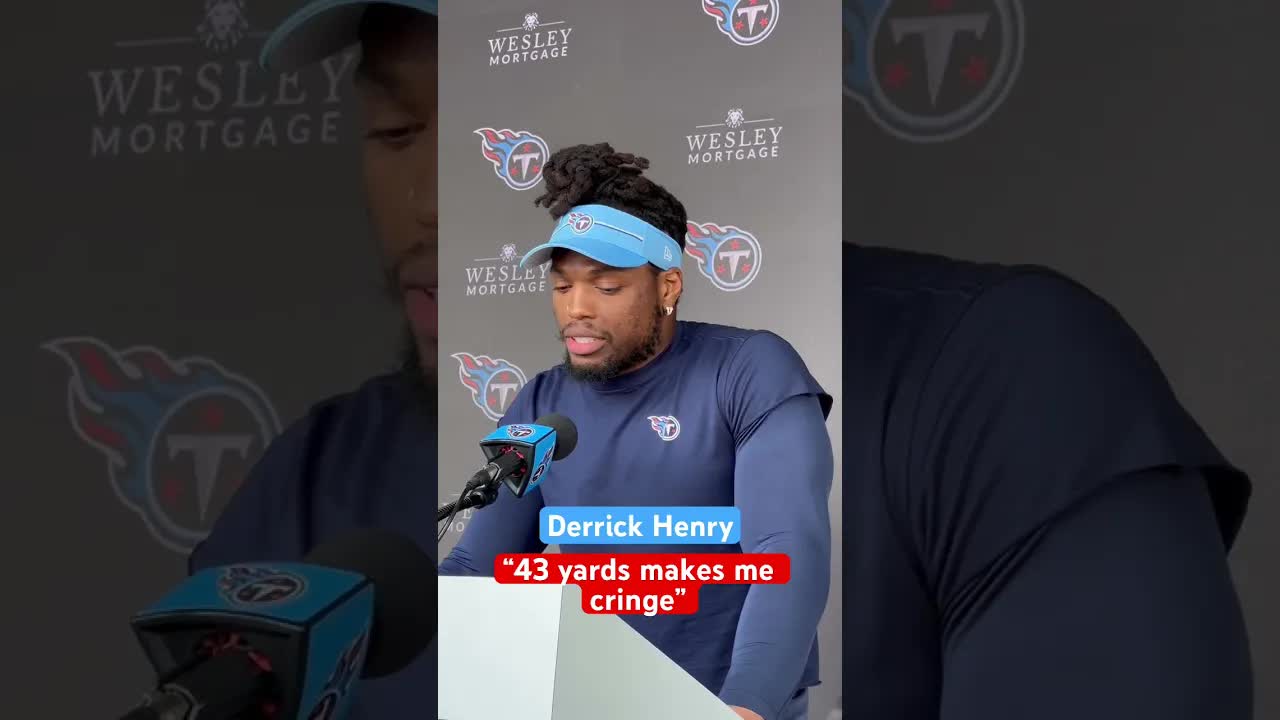 Video thumbnail for Derrick Henry reflects on his performance against the Colts earlier this season. #titanup #shorts