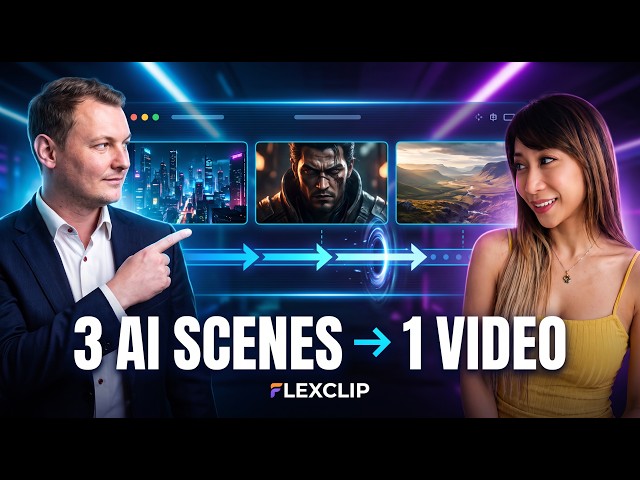 Video thumbnail for How to Make AI Videos With FlexClip: Edit & Combine AI Scenes