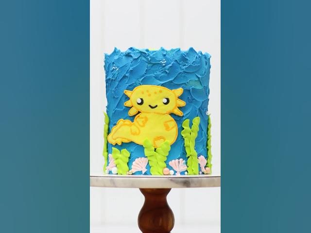 Video thumbnail for All Buttercream Axolotl Cake #cakedecorating #cake #cakeshorts