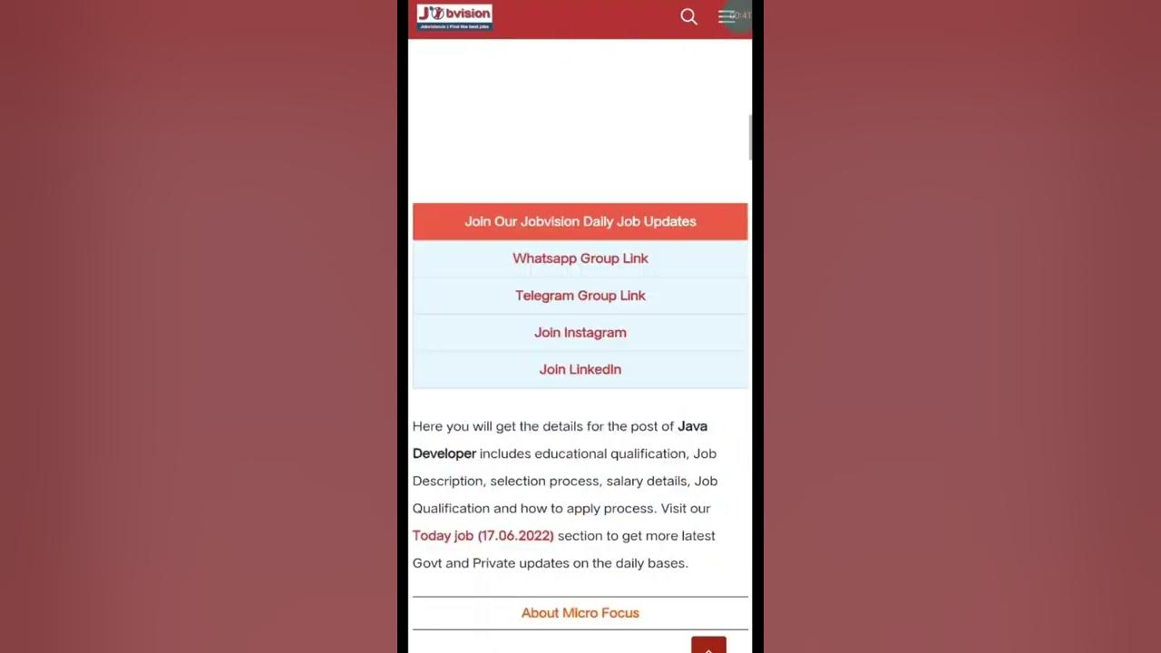 Video thumbnail for Micro focus jobs 2022 -  java-developer #shorts
