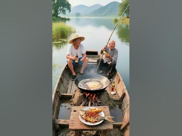 Video thumbnail for Smart Work by Old Man Doing Fishing and Cooking at Same Time on Boat | Trending Reel #shorts