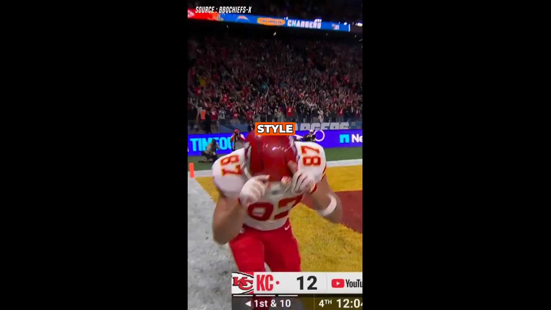 'Video thumbnail for Travis Kelce Scores 37-Yard Touchdown in Brazil Opener vs Chargers'