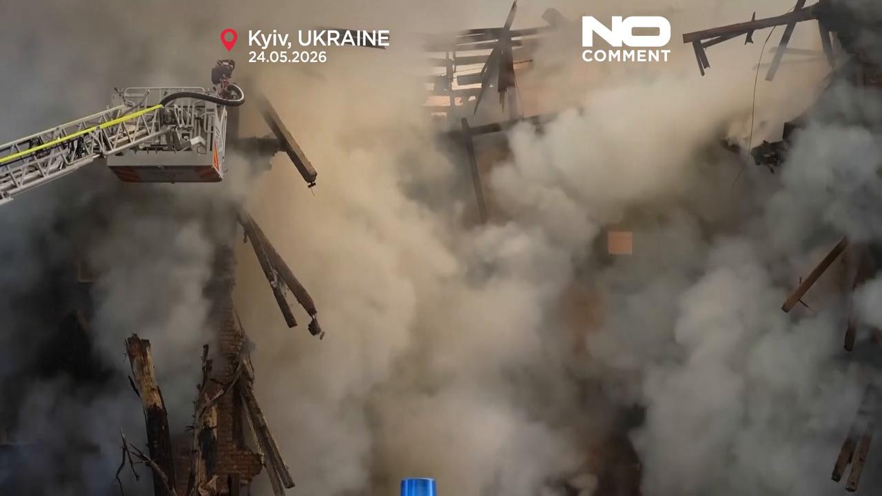 Video thumbnail for Zelenskyy visits damaged Kyiv sites after Russian missile and drone assault
