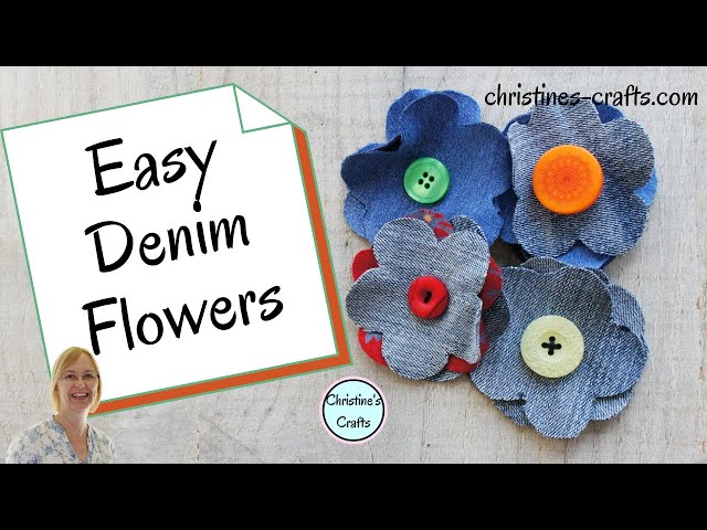 'Video thumbnail for HOW TO MAKE SHABBY CHIC DENIM FLOWERS FROM OLD JEANS IN 10 MINUTES - Sew and No-Sew Options!'