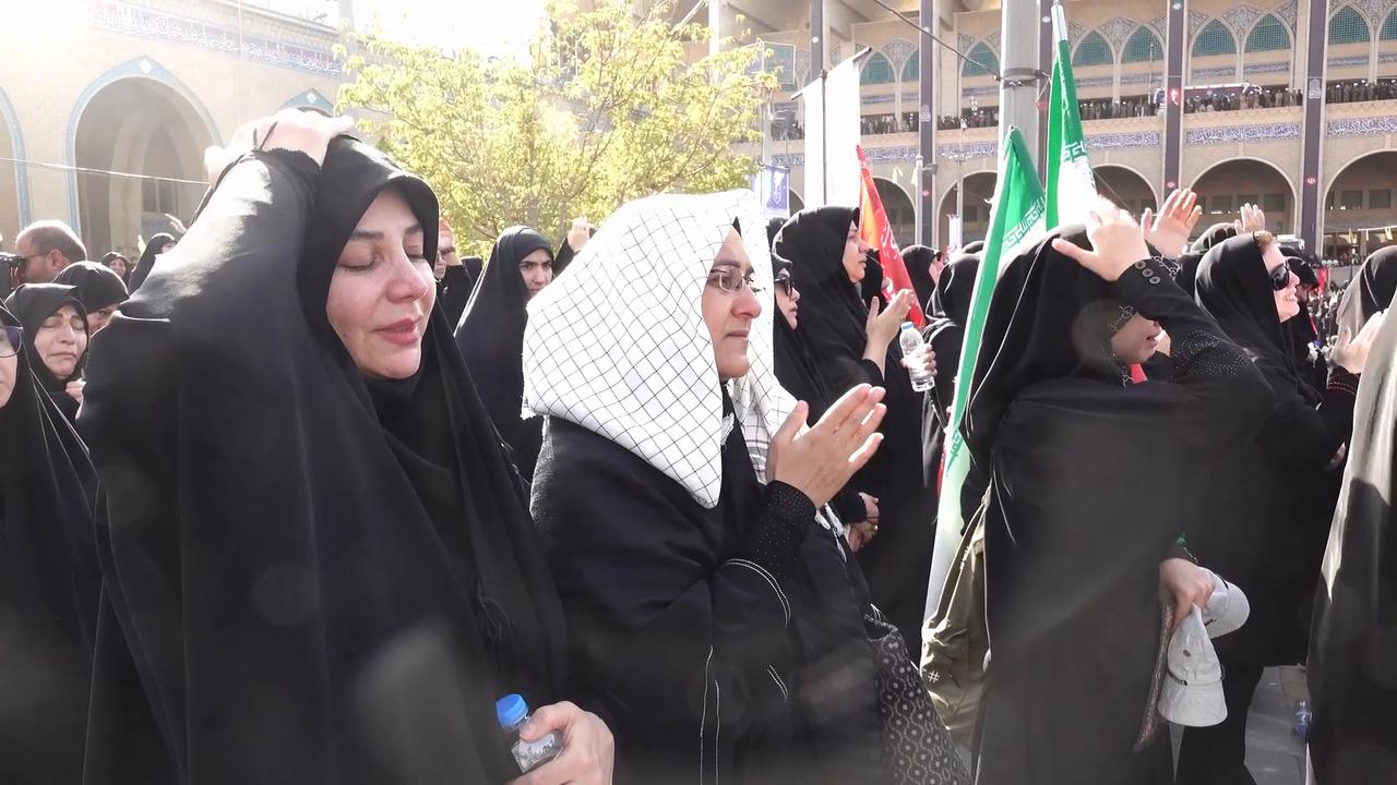 Video thumbnail for Iran: Iranians mourn Ali Khamenei, call for unity at Tehran memorial.