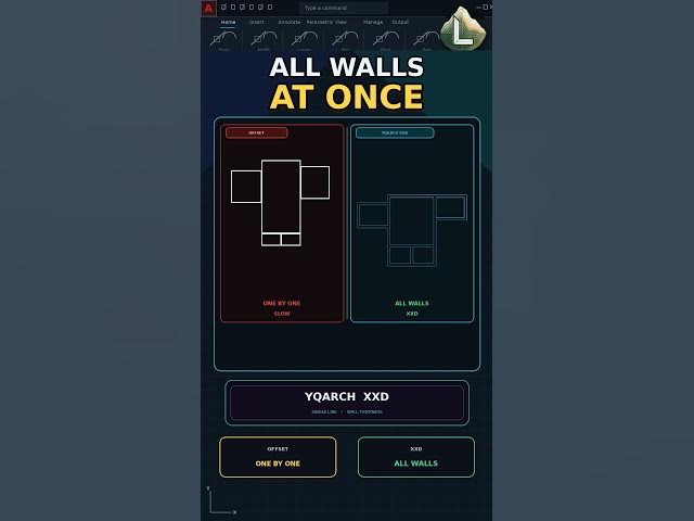 Video thumbnail for Give Walls Thickness in AutoCAD with YQArch XXD