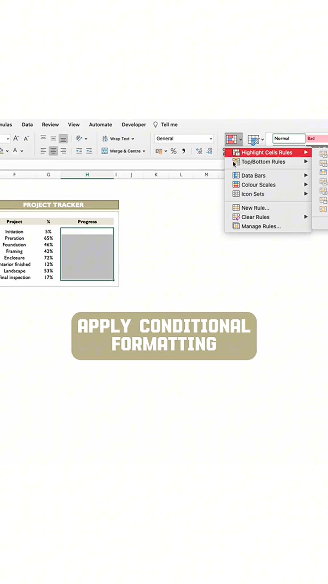 'Video thumbnail for How to Create a project tracker with a completion % in #excel'
