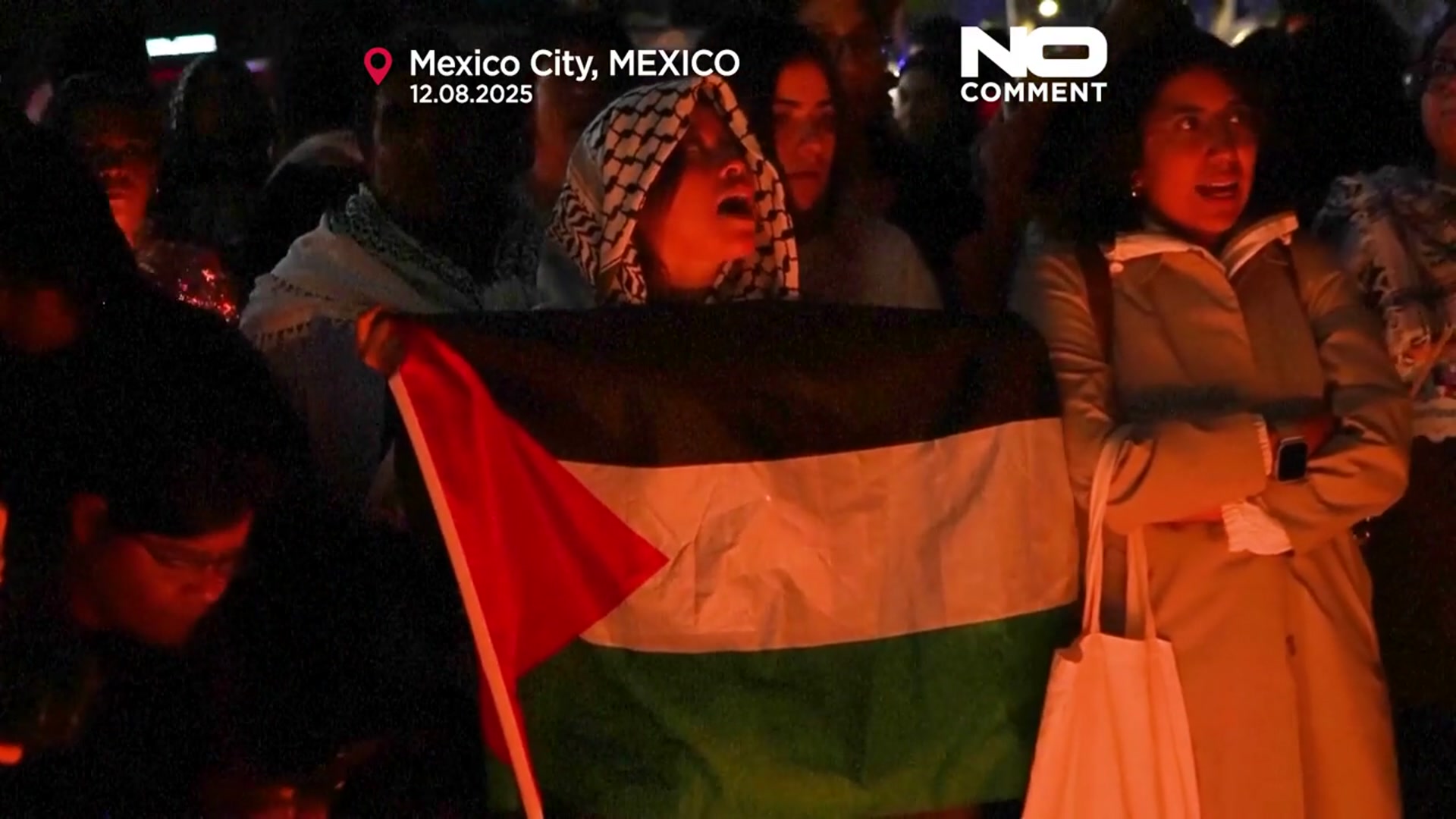 'Video thumbnail for Mexico City rally over Israeli strike that killed journalists in Gaza'