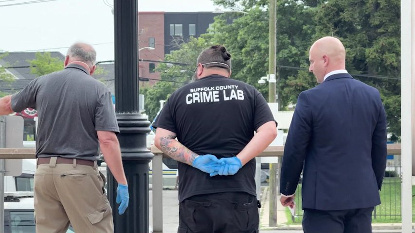 Video thumbnail for Police investigate homicide in Bay Shore train station parking lot