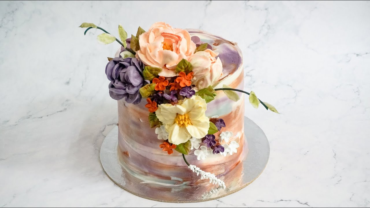 'Video thumbnail for Beautiful flowers birthday cake decoration for love | Délicieux Pie | Shot on iPhone'