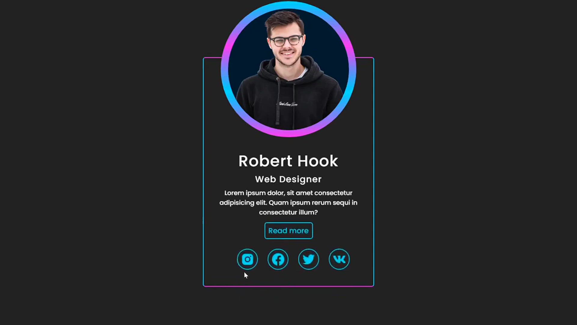 'Video thumbnail for Animated Profile Card Design using HTML & CSS'