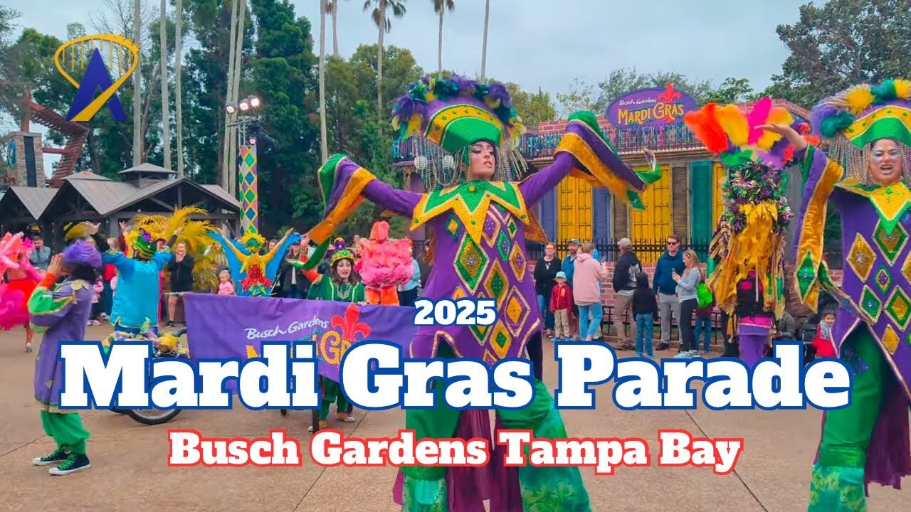 Video thumbnail for Mardi Gras Parade 2025 at Busch Gardens Tampa Bay