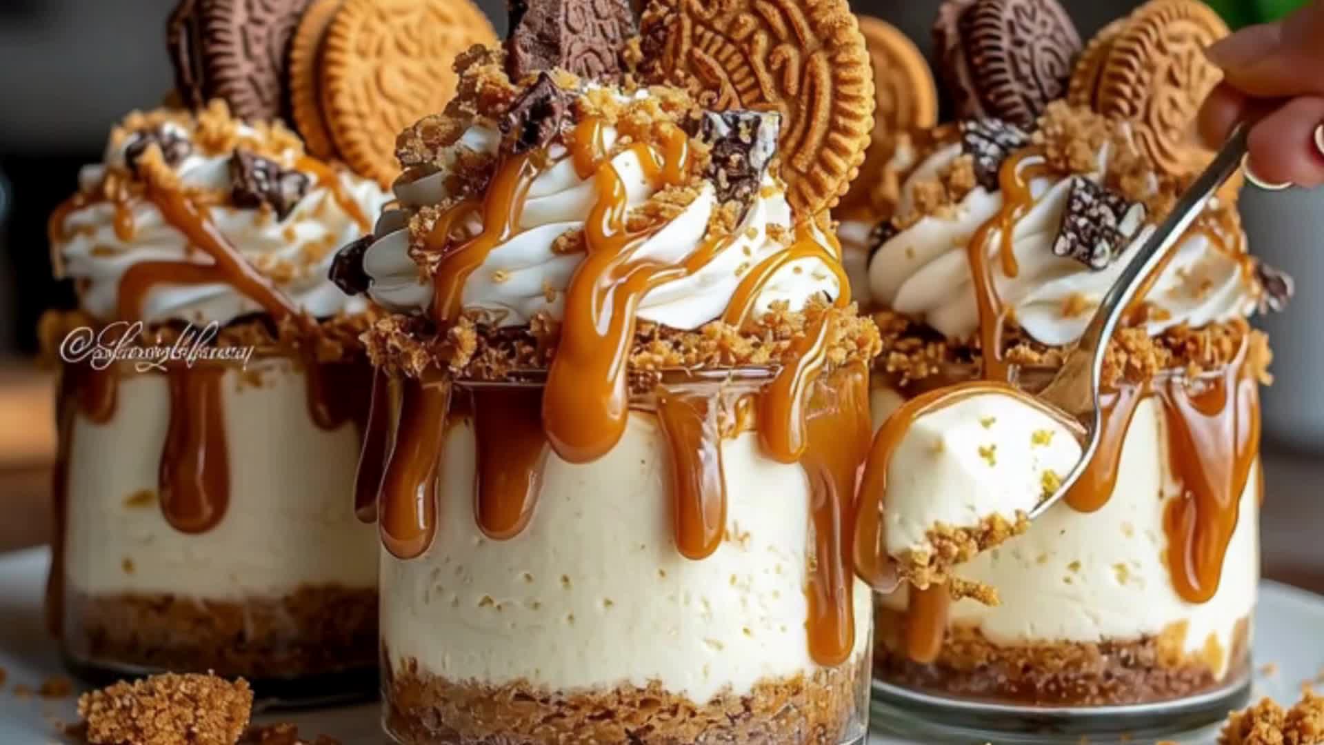 Video thumbnail for Cookie Butter Cheesecake Cups Recipe | Easy No-Bake Dessert Cups
