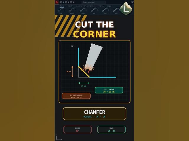 Video thumbnail for AutoCAD CHAMFER: Cut Corners to Exact Distances