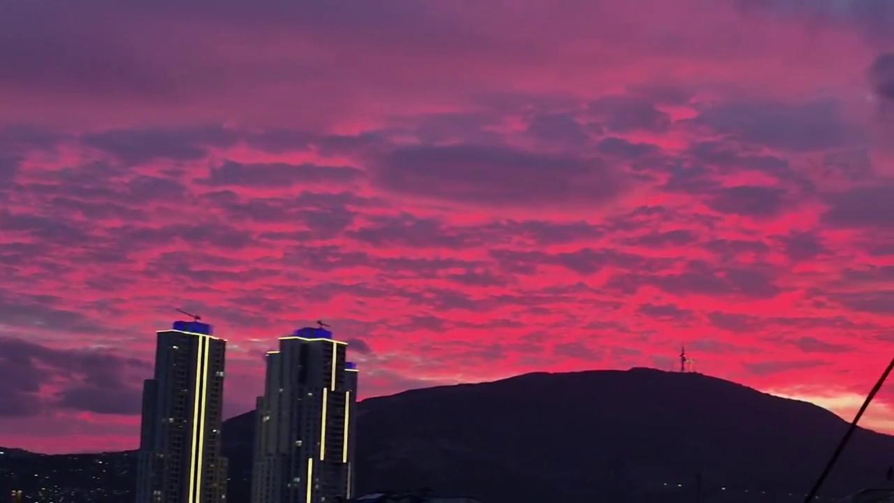Video thumbnail for North Macedonia: Fiery Pink And Orange Clouds Light Up The Evening Sky.