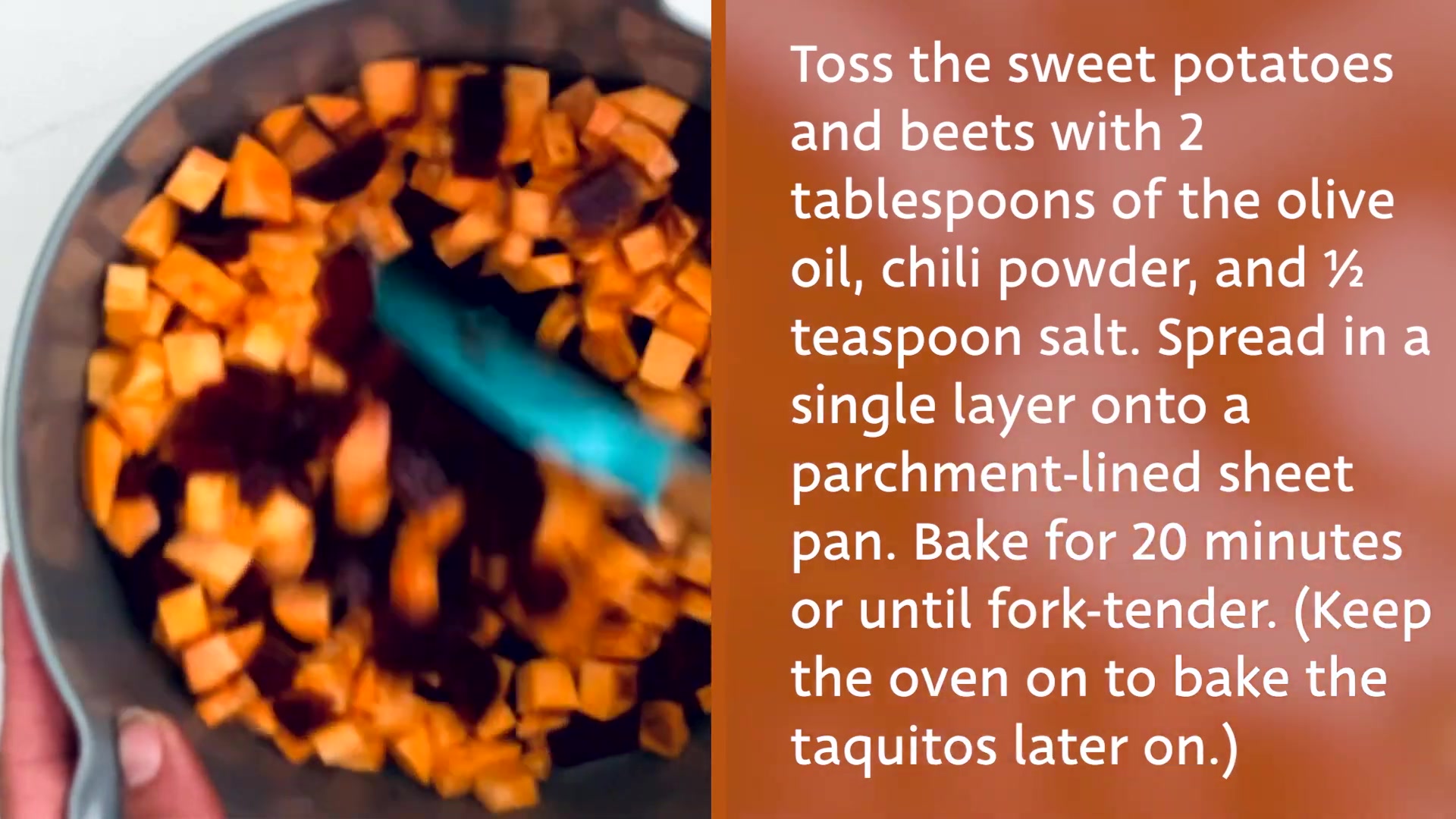 'Video thumbnail for Beet And Sweet Potato Taquitos'