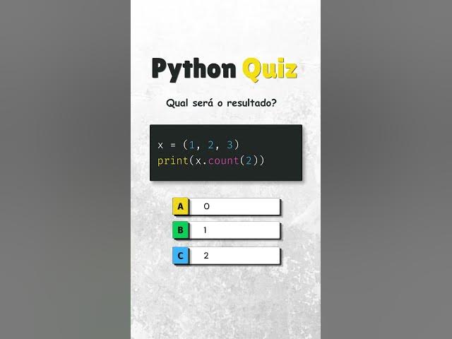 Video thumbnail for Qual será o resultado deste quiz de Python? #python #usandopython #dev