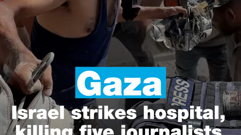 'Video thumbnail for Gaza: Israel strikes hospital, killing five journalists'