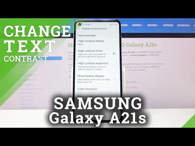 Video thumbnail for How to Enable High Contrast Text in SAMSUNG Galaxy A21s – Find High Contrast Option