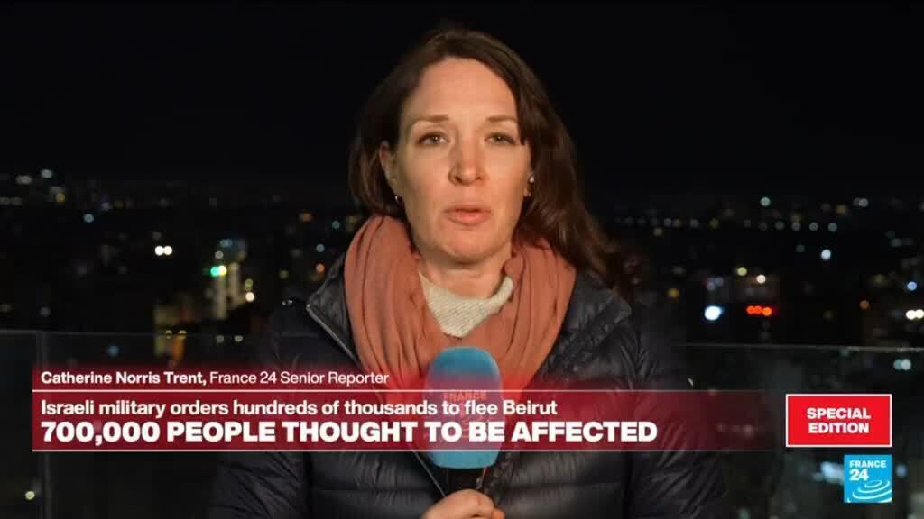 Video thumbnail for Israel strikes Beirut’s southern suburbs after issuing a blanket evacuation order