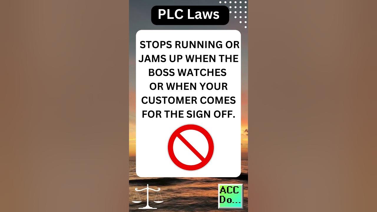 'Video thumbnail for PLC Laws #37 - THE MACHINE WILL ALWAYS RUN WHEN YOUR WATCHING, THEN SUDDENLY...'