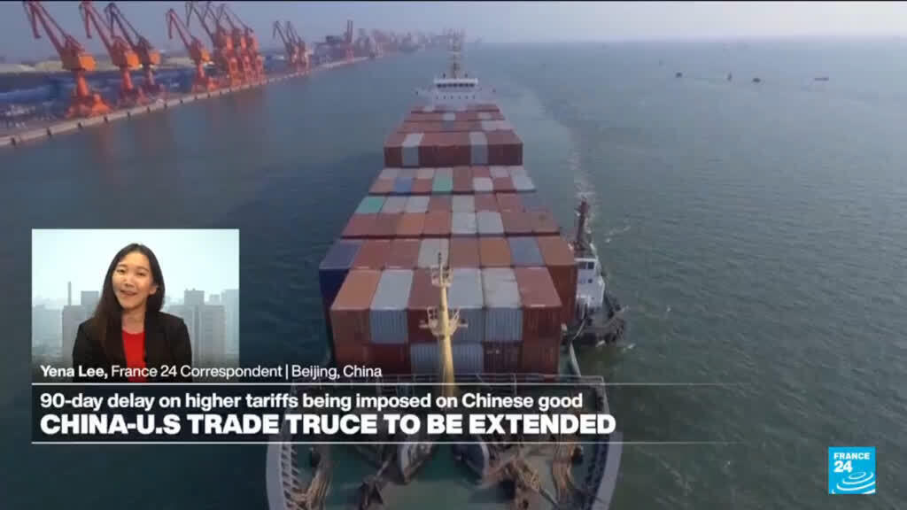 'Video thumbnail for Trump extends tariff truce with China for 90 days'