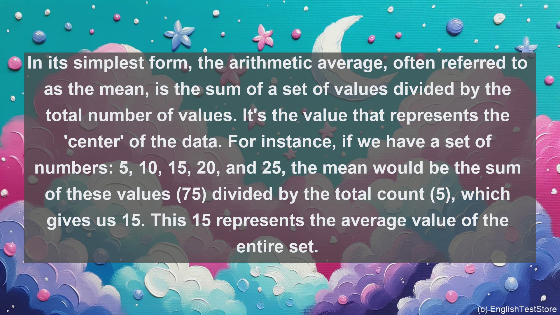 'Video thumbnail for Arithmetic average in science  definition and examples'