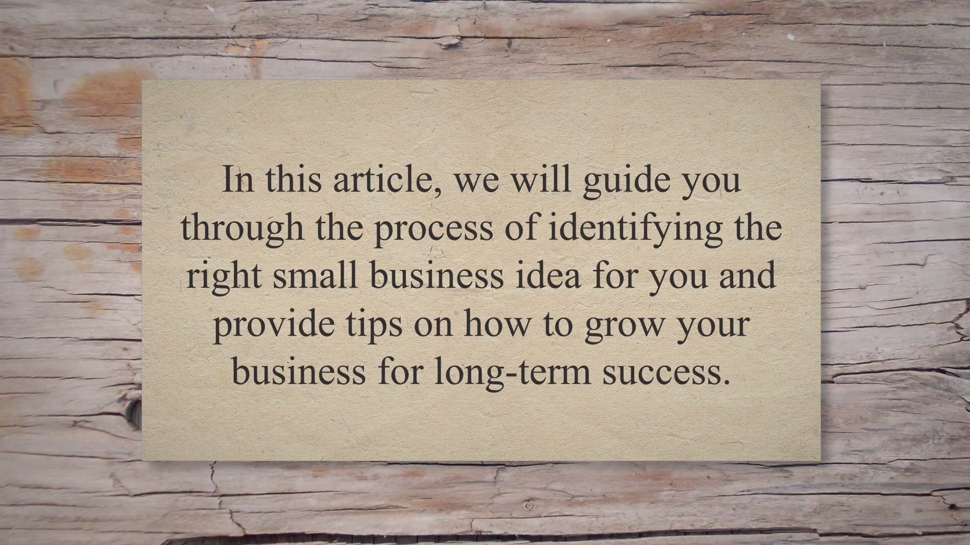 'Video thumbnail for From Idea to Success: A Guide to Small Business Ideas and Growth'