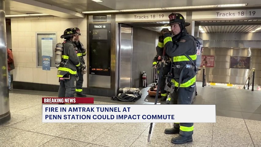 Video thumbnail for LIRR service disrupted due to electrical fire at Penn Station