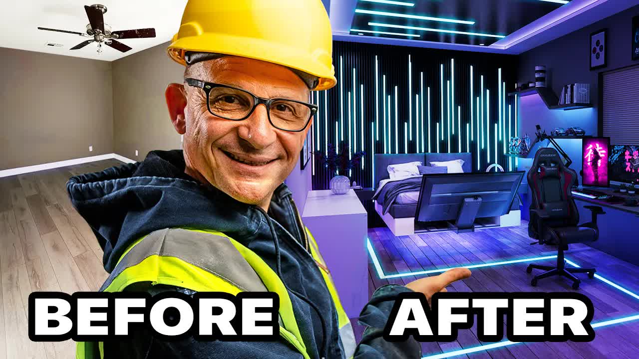 Video thumbnail for frenchiefries: dream gaming bedroom transformation! diy room makeover, led lights & tech setup