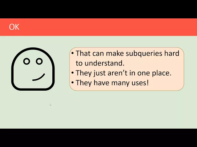 Video thumbnail for What is a Subquery | Essential SQL