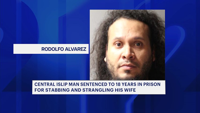 Video thumbnail for Central Islip man sentenced for stabbing, strangling wife while she slept