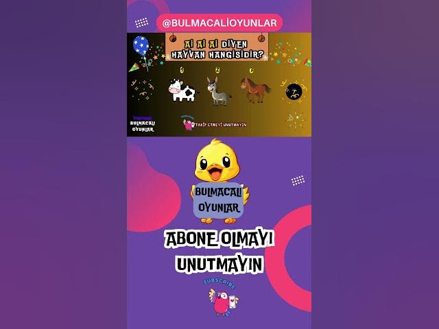 Video thumbnail for HAYVANLARI VE SESLERİNİ BUL PUANLARI TOPLA ŞAMPİYON OL #13 #bulmacaoyunları #oyunlar #hayvanlar