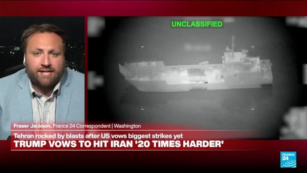 Video thumbnail for Trump says US destroying Iranian mine-laying boats