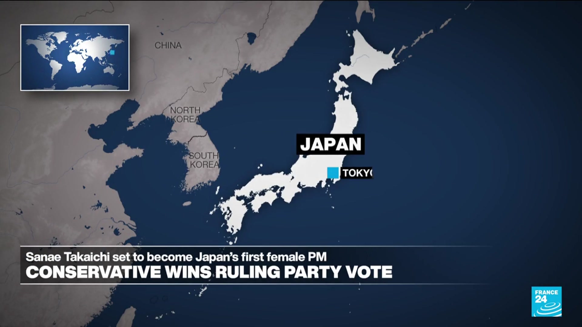 'Video thumbnail for Japan’s ruling party elects Sanae Takaichi as new leader, likely to become first female PM'