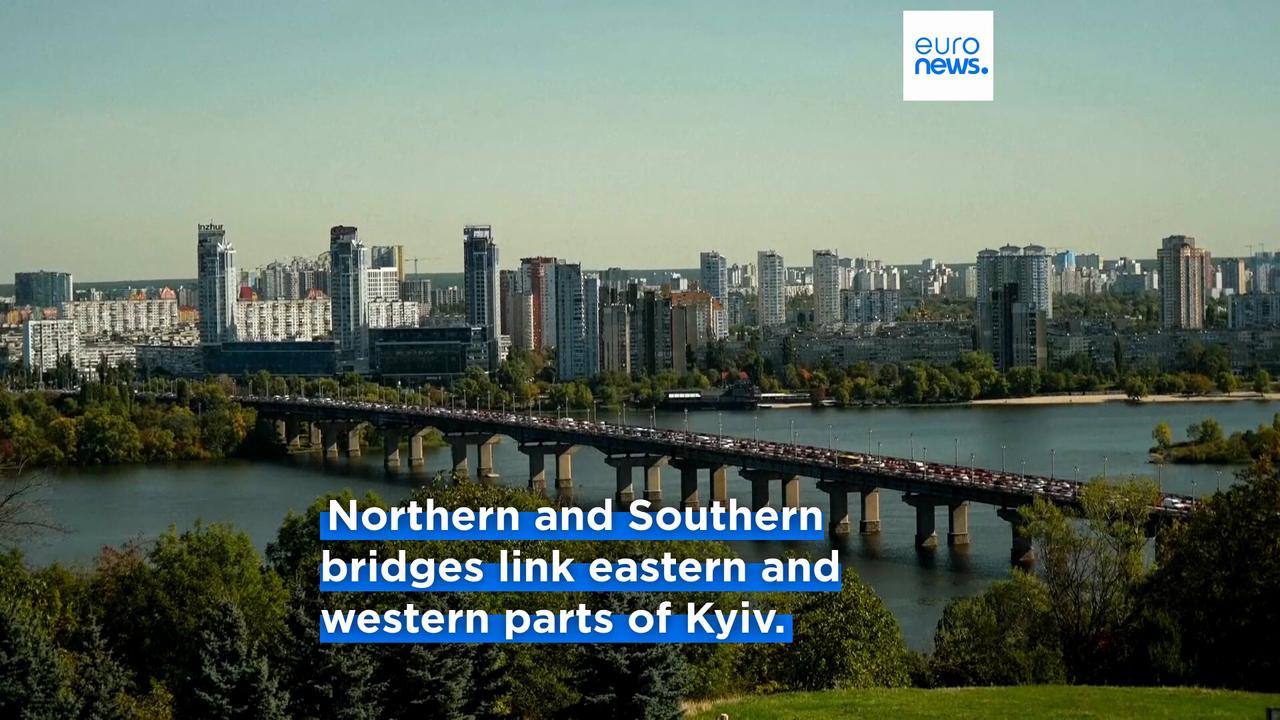 Video thumbnail for Second Kyiv bridge hit in two days as Russia targets Dnipro crossings